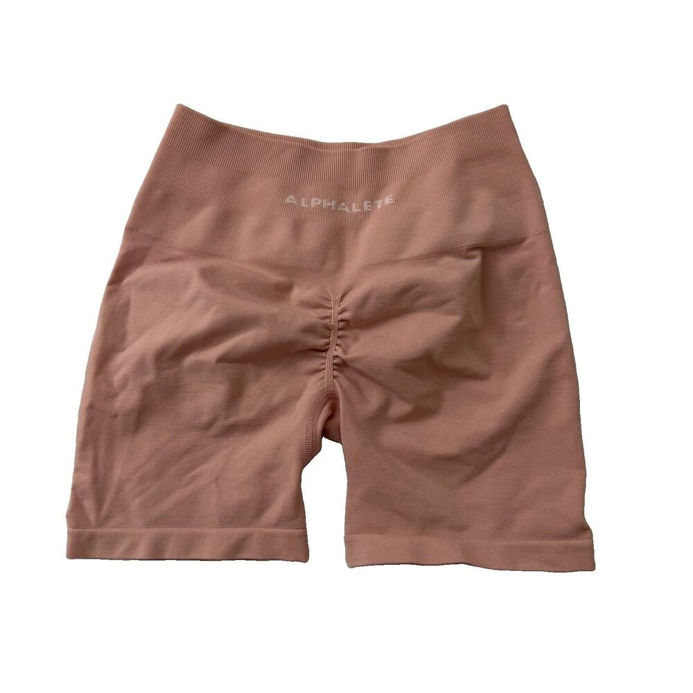 Alphalete Biker Shorts Womens XS Pink Amplify Seamless High Rise‎ Scrunch Yoga